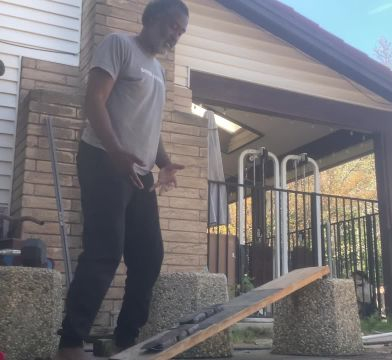 Basic natural gait full bricks on slant board